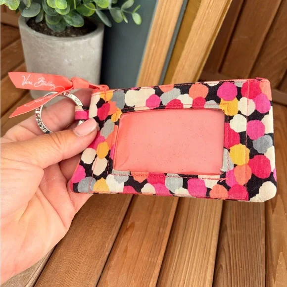 Vera Bradley Zip ID Case Keychain Coin Pouch Bright Dot - Picture 4 of 6